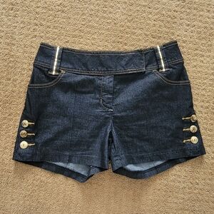 Stylish Women's Denim Shorts with Gold Accents